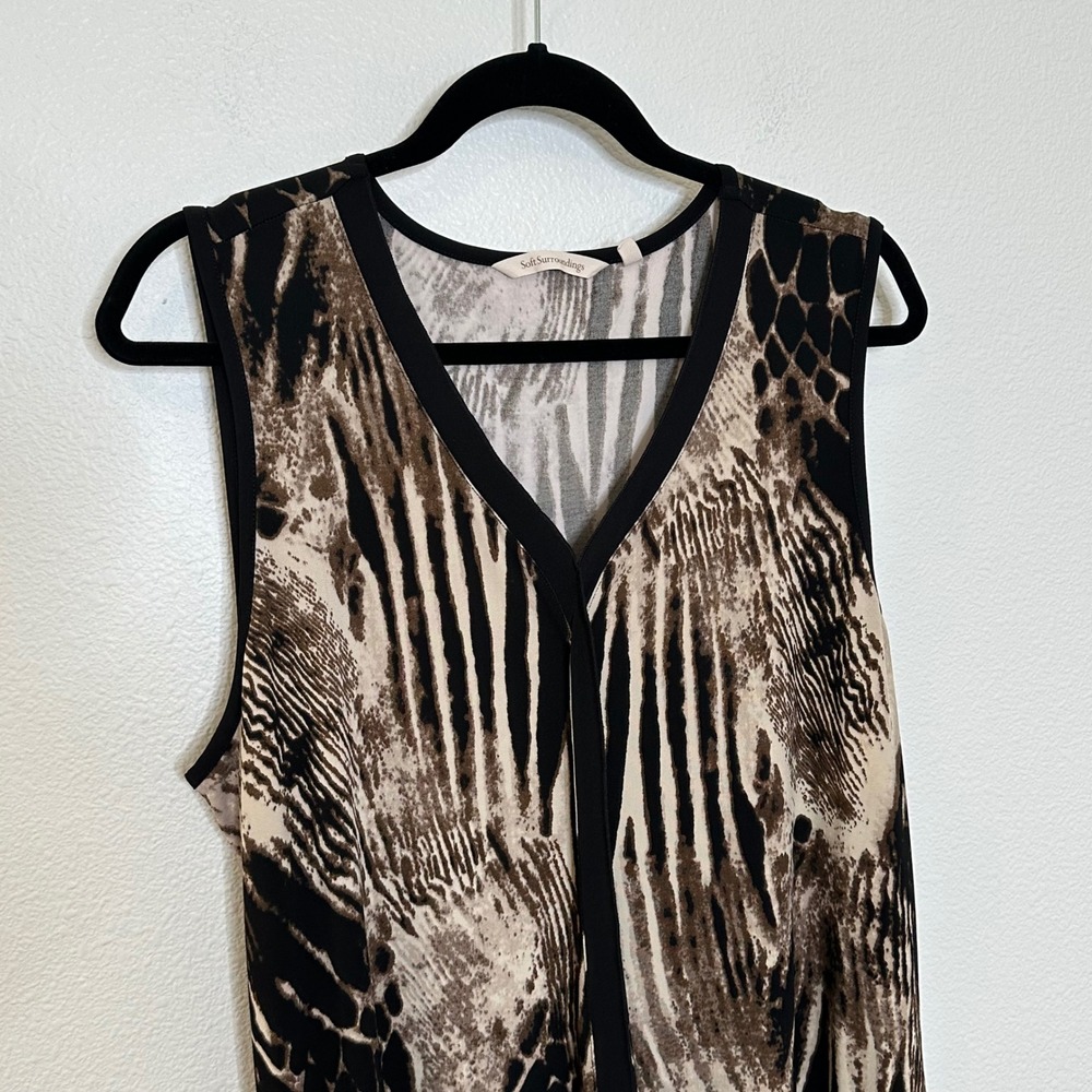 Soft Surroundings Animal Print Sleeveless Maxi Dress Size XL Brown Black Pockets - Picture 4 of 9